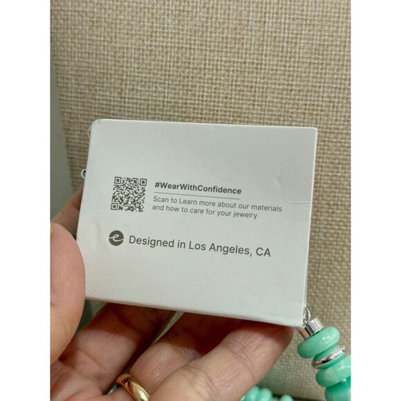 NWT Ettika Saint Tropez Beaded Necklace Seafoam Stone with Silver Plating - Picture 5 of 5